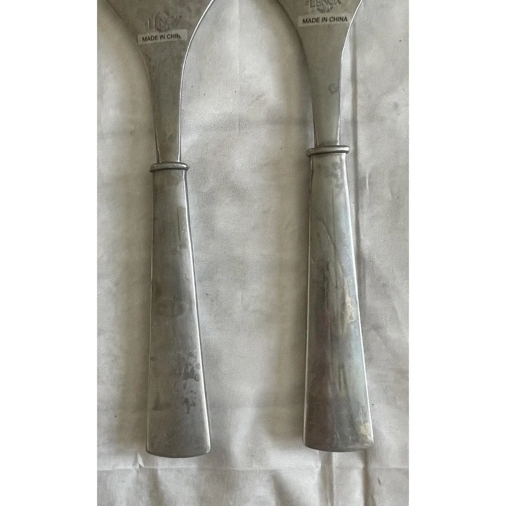 Lenox Vibe Hollowware Spoon Fork Serving Set Ornate‎ Stainless Steel 13